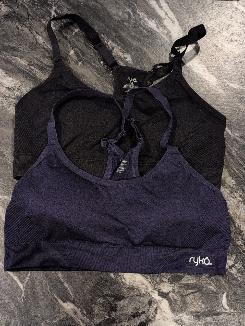 Ryka Women's Seamless Sports Bras in Black and Navy